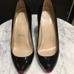 Louboutin Open Clic Black Patent 36